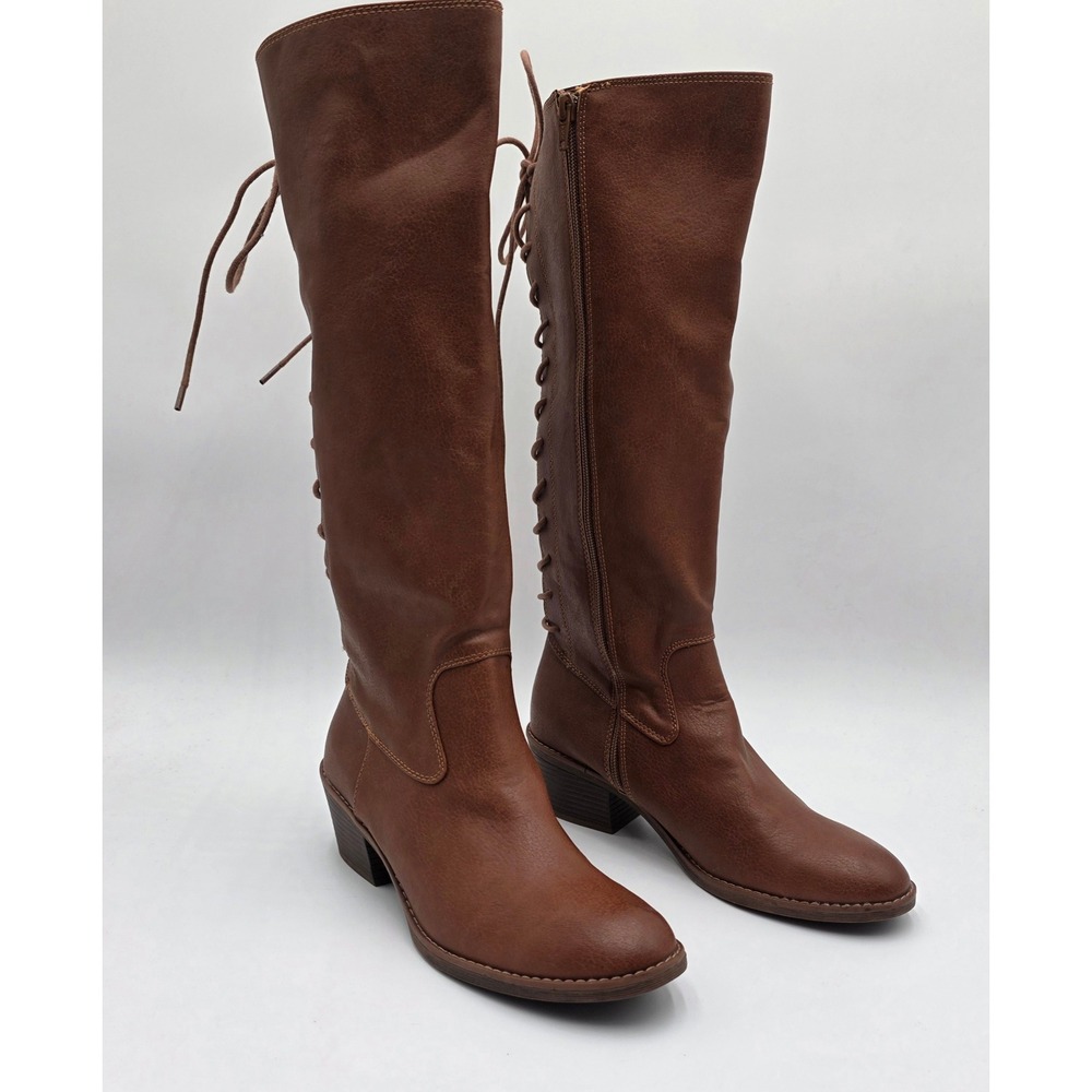 Eurosoft by Sofft Carlen Tan Brown Tall Lace Up Back Riding Boots Womens 8.5 M